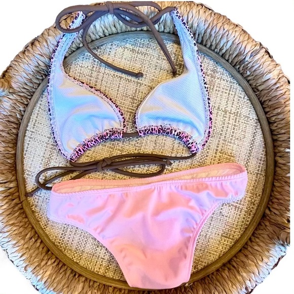 SOL Y ARENA 👙 Pink & Brown Animal Print Bikini | SZ S/P - Picture 10 of 11